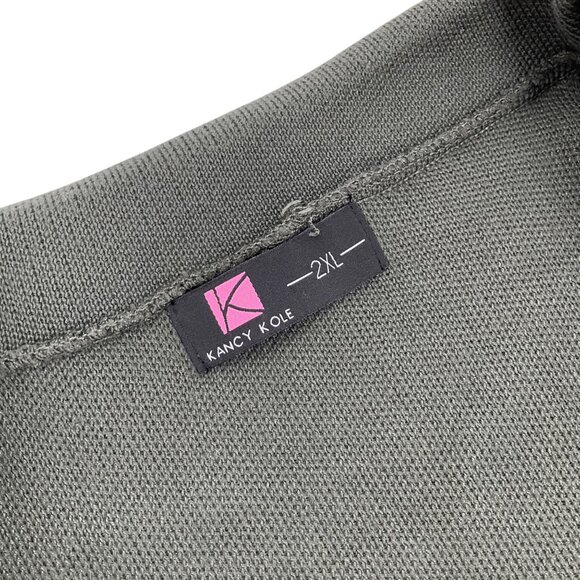 Kancy Kole Womens Olive Green Knit Blazer Cardigan Pockets Button Cuffs Size 2XL - Picture 4 of 8